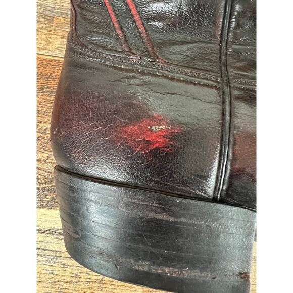 Lucchese Black Cherry Red Leather Cowboy Boots Men\'s 10.5C Western Country main image 8